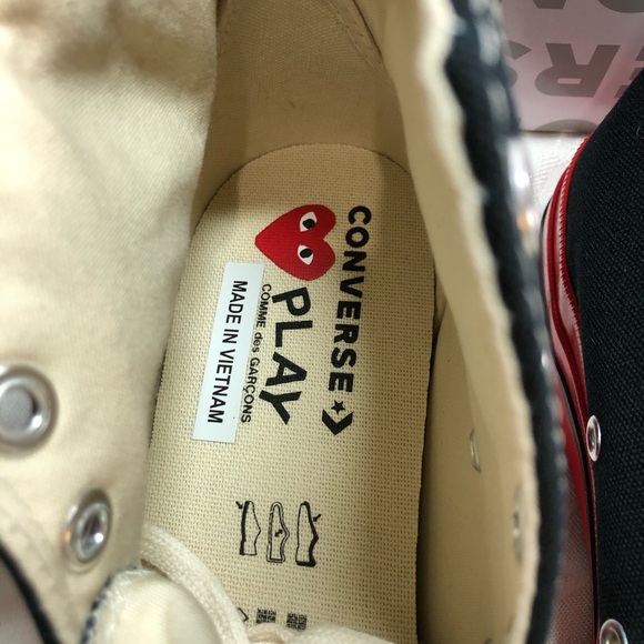 Comme des Garçon PLAY x Converse Chuck 70 Hi - Black/Red A01793C Size M7/W9 NWT - Picture 5 of 16